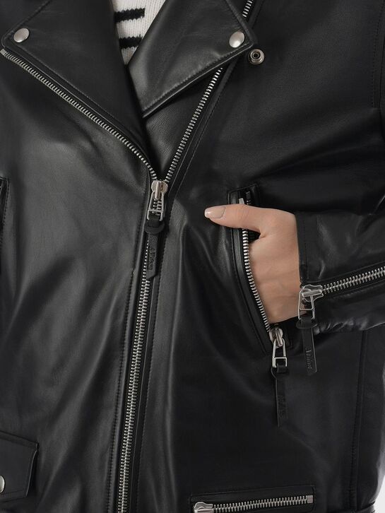 Куртка-косуха из натуральной кожи, черная ALINE , арт.  | Фото 13