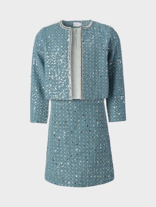 Комплект: пиджак и юбка, голубой с пайетками Eirene , арт.  | Фото 1