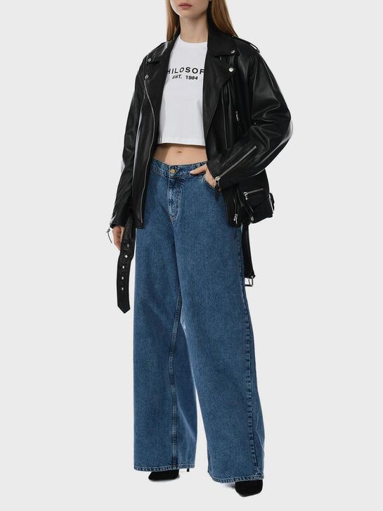 Куртка-косуха из натуральной кожи, черная ALINE , арт.  | Фото 3