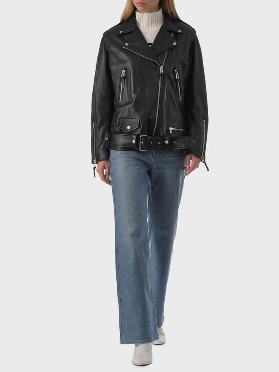 Куртка-косуха из натуральной кожи, черная ALINE , арт.  | Фото 10