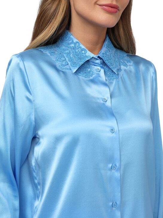 Рубашка из голубого шелка Ermanno Scervino , арт.  | Фото 6