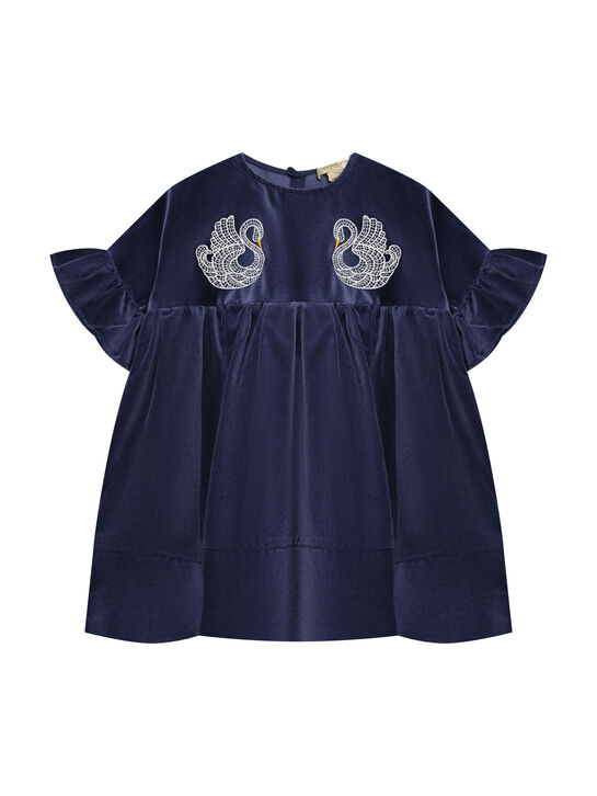 Платье велюровое с вышивкой лебедей, синие Stella McCartney , арт.  | Фото 1