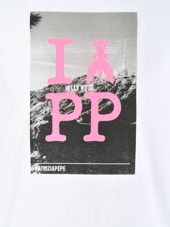Футболка с принтом Hollywood, белая Patrizia Pepe , арт.  | Фото 4