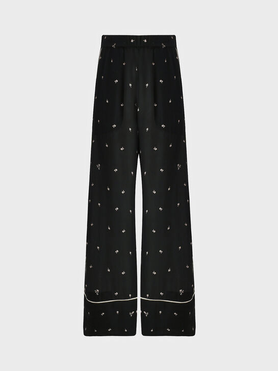 Брюки в пижамном стиле, черные N21 , арт.  | Фото 1