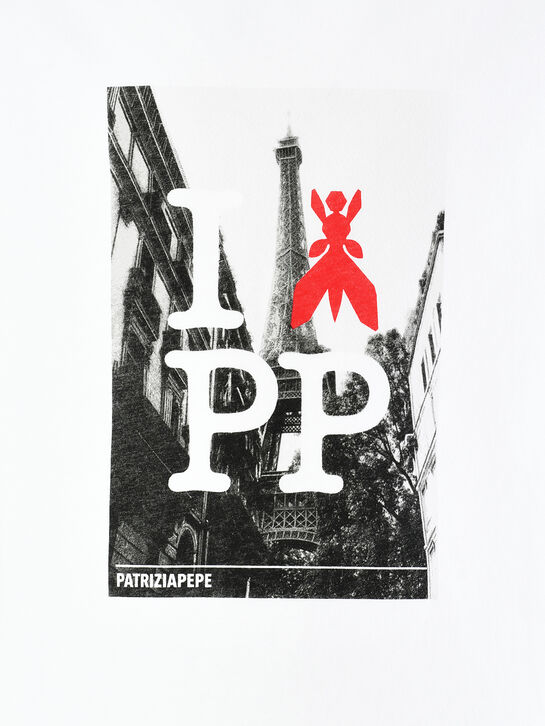 Футболка с принтом Эйфелевой башни, белая Patrizia Pepe , арт.  | Фото 4