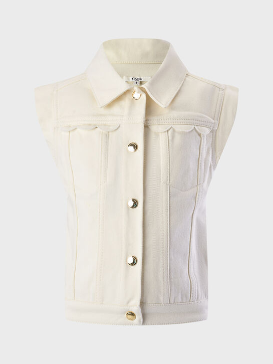 Джинсовый жилет на кнопках, белый Chloe , арт.  | Фото 1