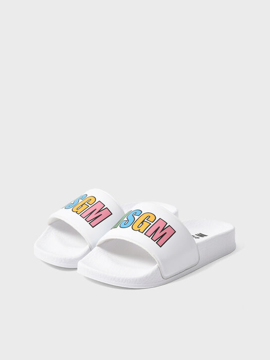 Шлепанцы с разноцветным лого, белые MSGM , арт.  | Фото 2