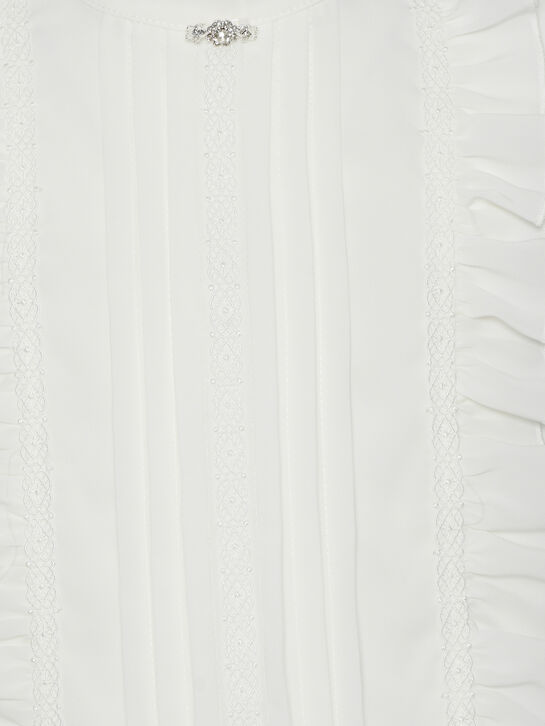 Блуза с воротом стойка и рюшами, белая KengLabel , арт.  | Фото 3