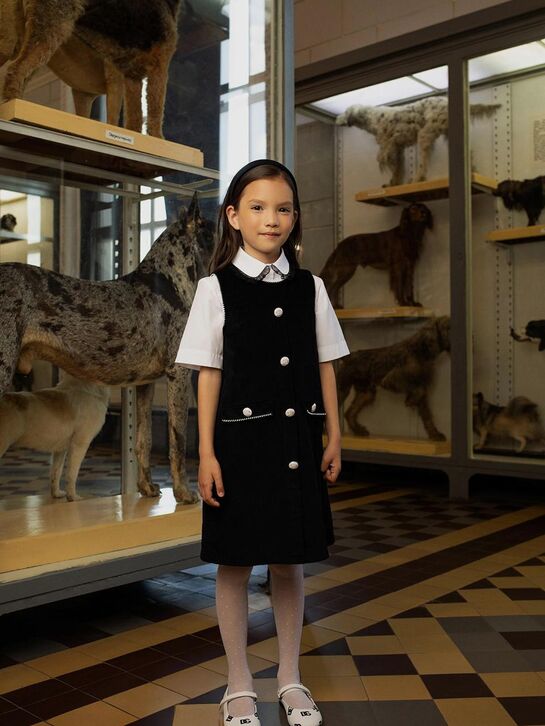 Вельветовый сарафан с черно-белым кантом Eirene , арт.  | Фото 8