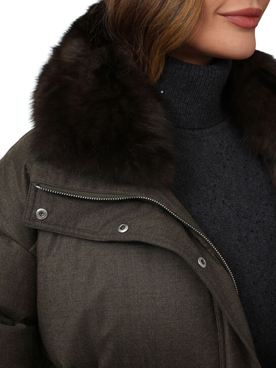 Куртка с укороченным кроем и воротником из соболя Yves Salomon , арт.  | Фото 9