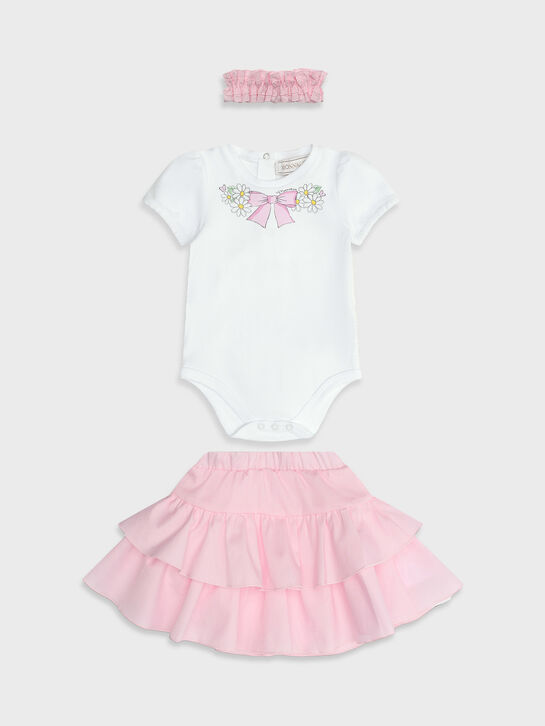 Комплект: боди с бантиком и цветами + розовая юбка Monnalisa , арт.  | Фото 1