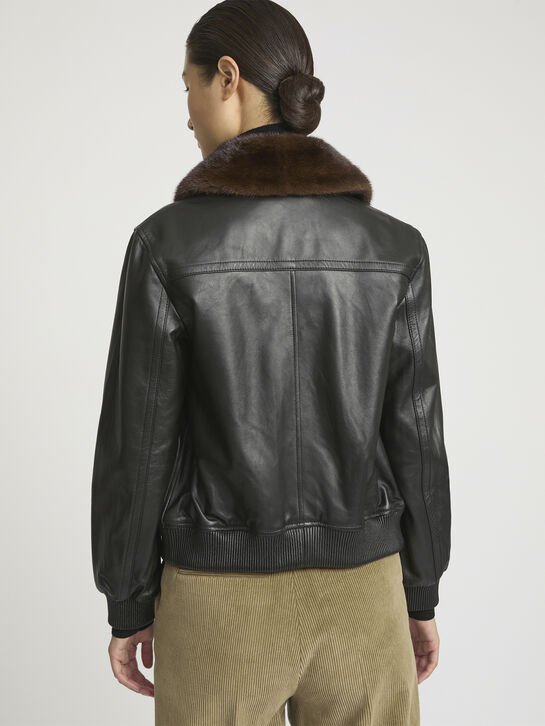 Куртка-бомбер с воротником из норки Yves Salomon , арт.  | Фото 4