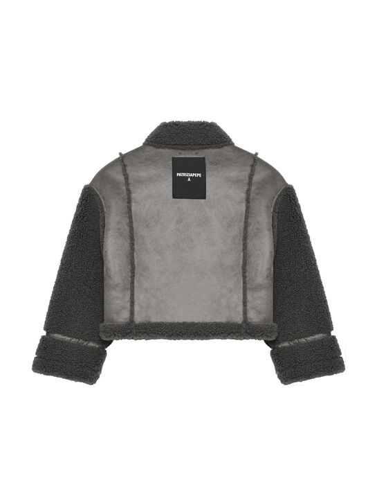 Дубленка из эко-меха, серая Patrizia Pepe , арт.  | Фото 3