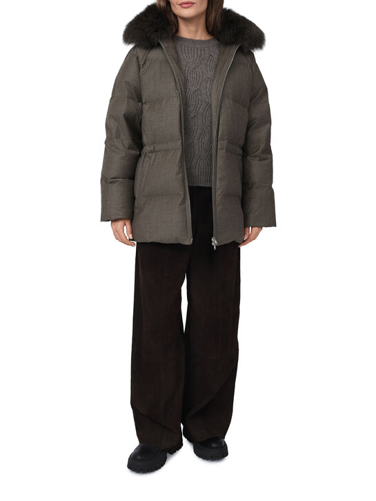 Куртка с воротником из лисы, серая Yves Salomon , арт.  | Фото 2