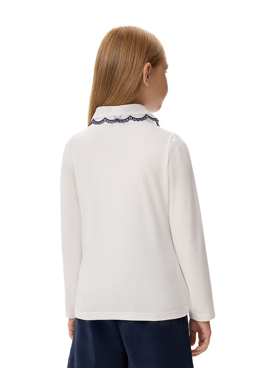 Рубашка с контрастной тесьмой, белая KengLabel , арт.  | Фото 5