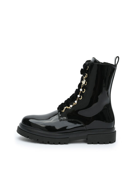Ботинки лаковые с бархатными шнурками, черные Morelli , арт.  | Фото 1