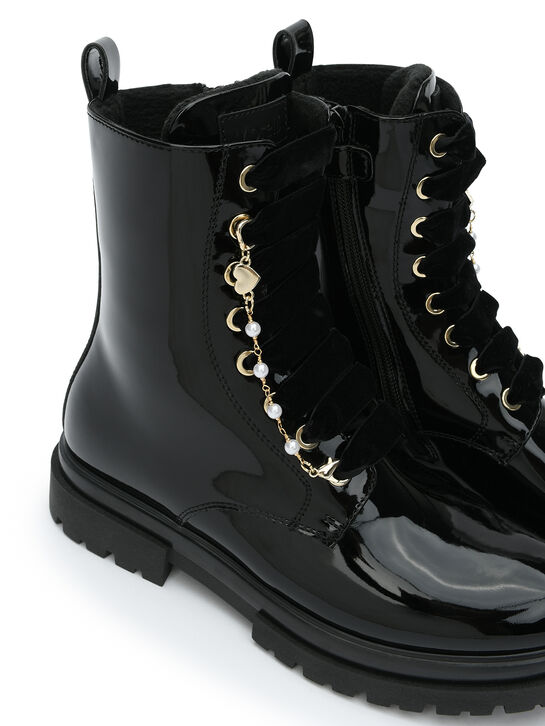 Ботинки лаковые с бархатными шнурками, черные Morelli , арт.  | Фото 5