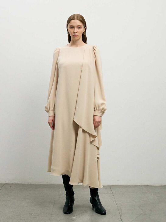 Платье-трапеция с поясом, бежевое Shatu , арт.  | Фото 2