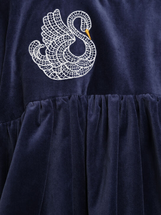 Платье велюровое с вышивкой лебедей, синие Stella McCartney , арт.  | Фото 3