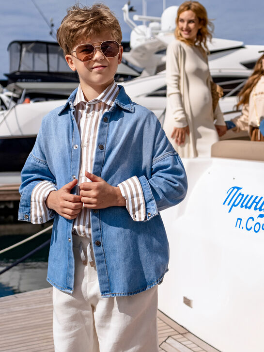 Рубашка в полоску, бежевая Eleventy , арт.  | Фото 2