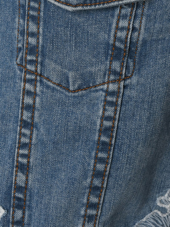 Джинсовая куртка с кружевной вышивкой Ermanno Scervino , арт.  | Фото 3