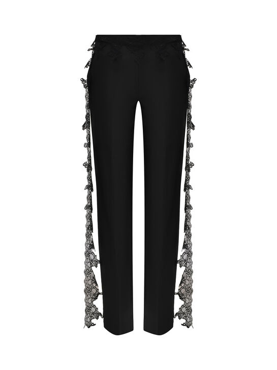 Брюки с кружевным поясом, черные Blumarine , арт.  | Фото 1
