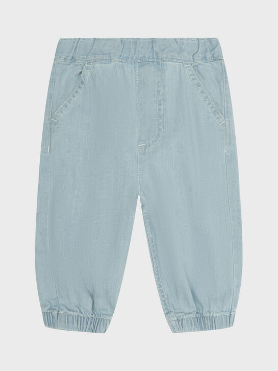 Брюки с поясом на резинке, голубые Sanetta , арт.  | Фото 1