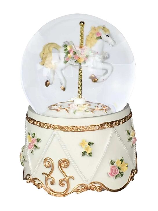 Шар с блестками и карусельной лошадкой, мелодия &quot;Голубой Дунай&quot; 10,5x14,5 см Musicboxworld , арт.  | Фото 1