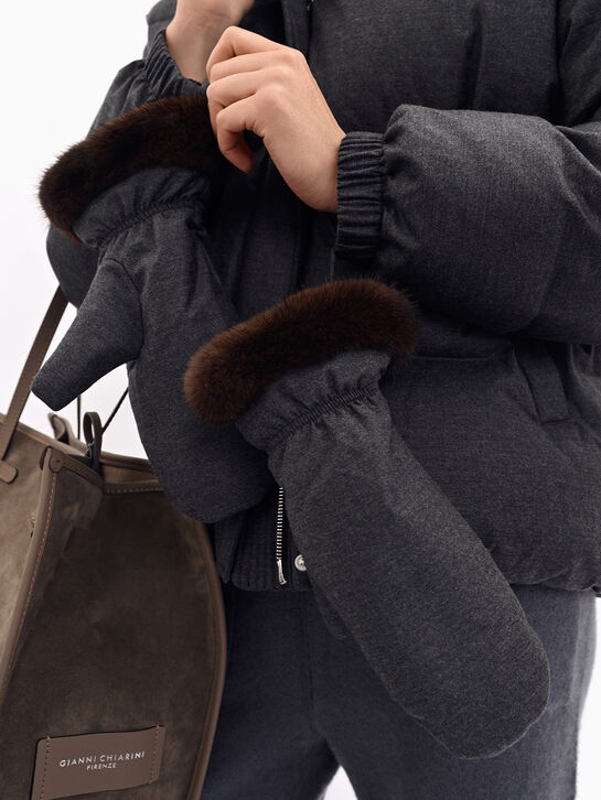 Куртка с капюшоном и варежками из норки Yves Salomon , арт.  | Фото 14