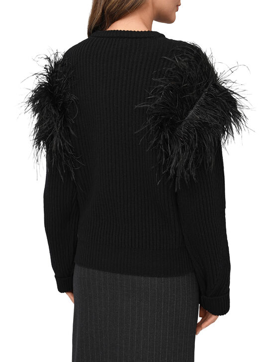 Джемпер с отделкой перьями, черный Blumarine , арт.  | Фото 4