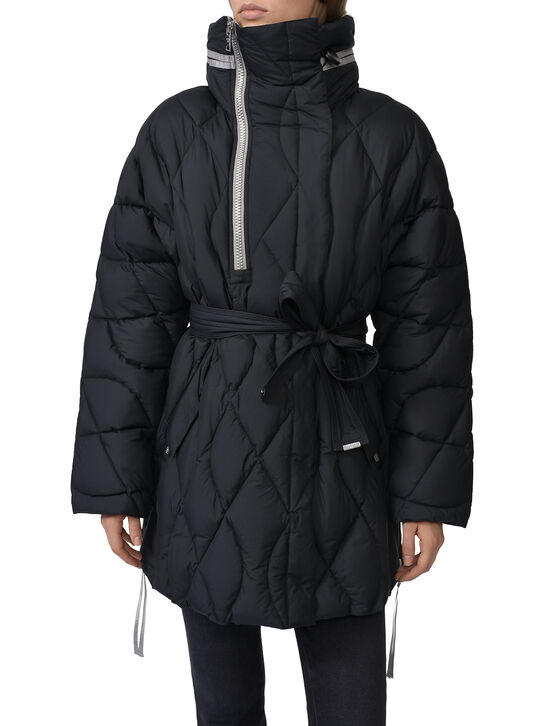 Куртка стеганая с поясом, черная Diego M , арт.  | Фото 3