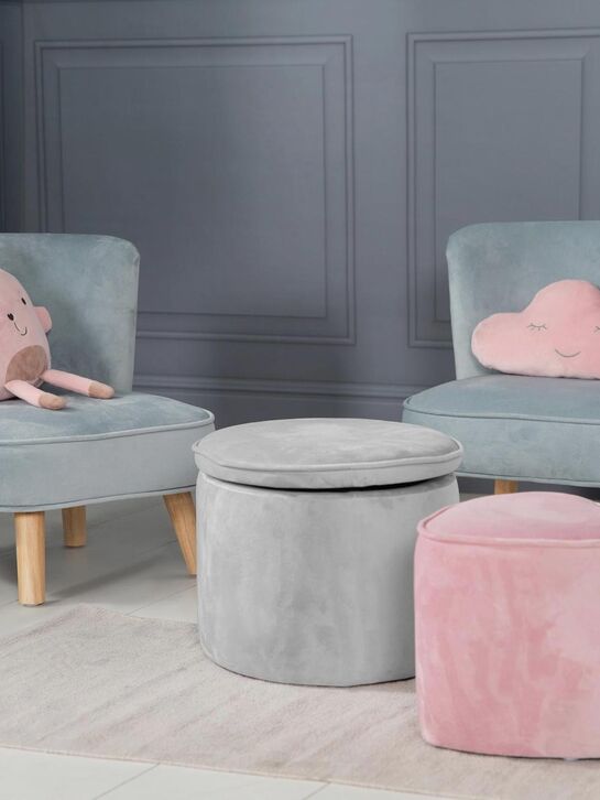 Детский велюровый овальный пуфик Lil Sofa, серый Roba , арт.  | Фото 2
