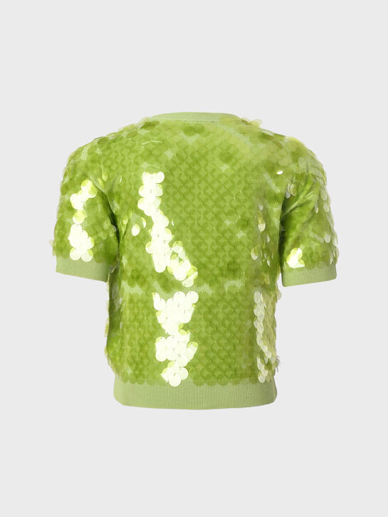 Джемпер в крупную пайетку, салатовый N21 , арт.  | Фото 3