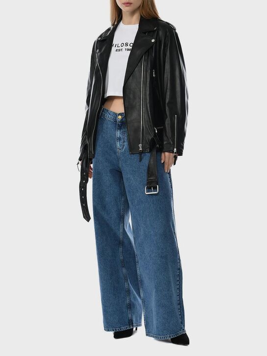 Куртка-косуха из натуральной кожи, черная ALINE , арт.  | Фото 2