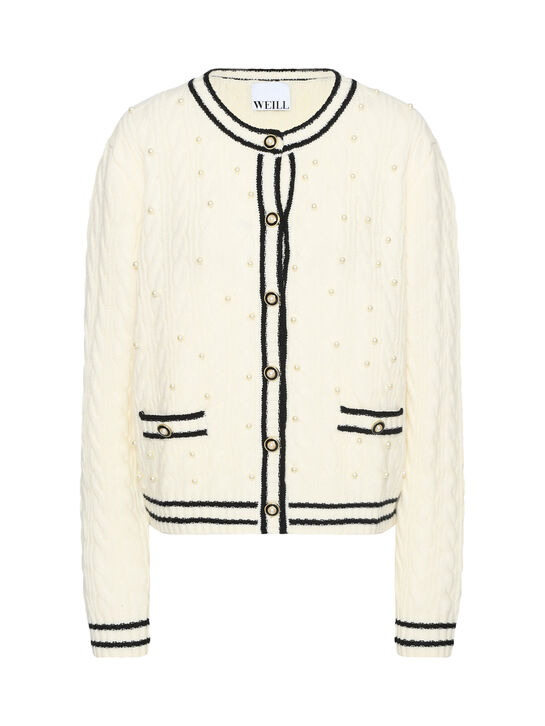 Кардиган с черным кантом, кремовый Weill , арт.  | Фото 1