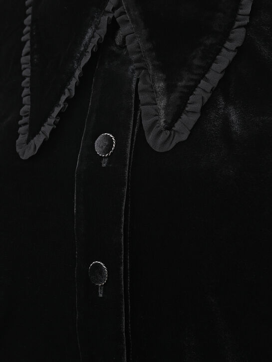 Рубашка из черного бархата ALINE , арт.  | Фото 3