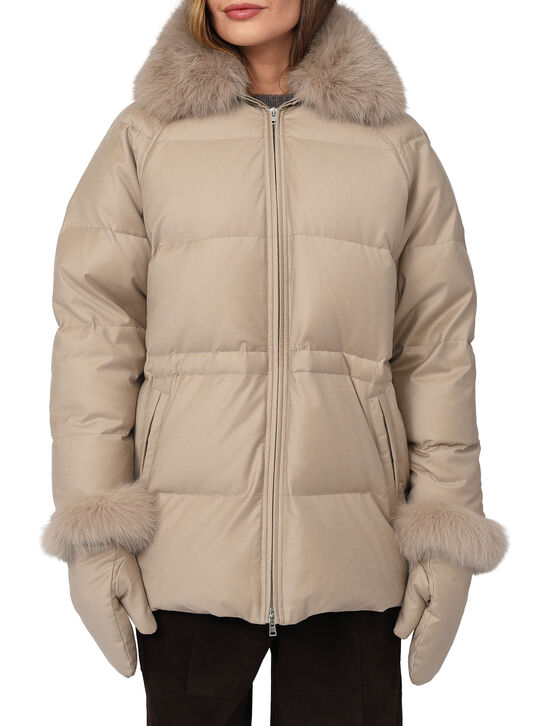 Куртка с воротником из лисы, светло-бежевая Yves Salomon , арт.  | Фото 3