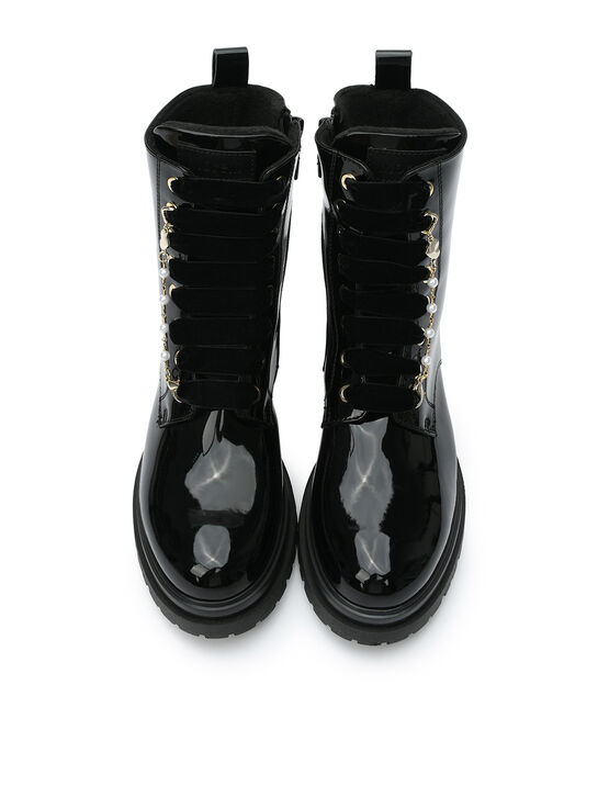 Ботинки лаковые с бархатными шнурками, черные Morelli , арт.  | Фото 4