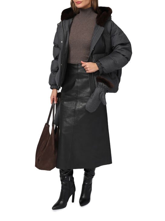 Куртка с капюшоном и варежками из норки Yves Salomon , арт.  | Фото 4