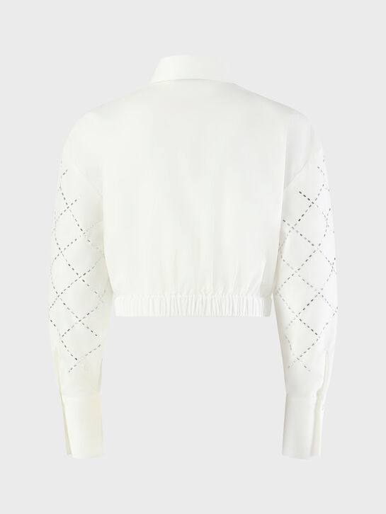 Рубашка укороченная в стразах, белая Patrizia Pepe , арт.  | Фото 3