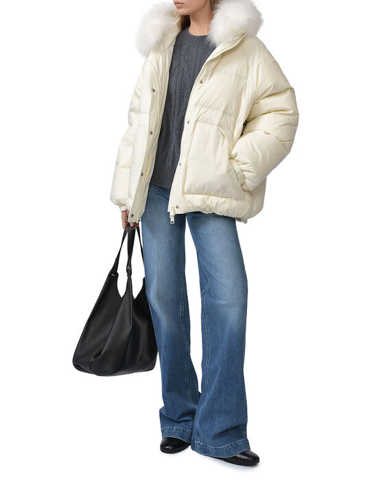 Куртка-пуховик с отделкой из овчины Yves Salomon , арт.  | Фото 3