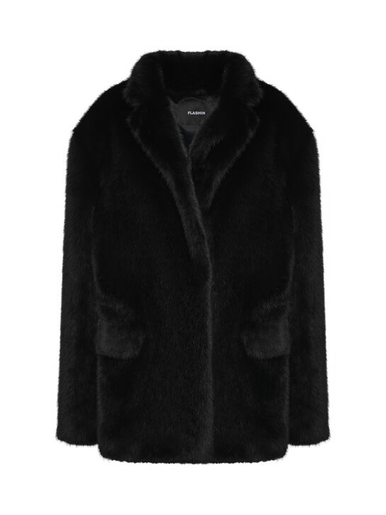 Пальто из эко-меха, черное Flashin , арт.  | Фото 1