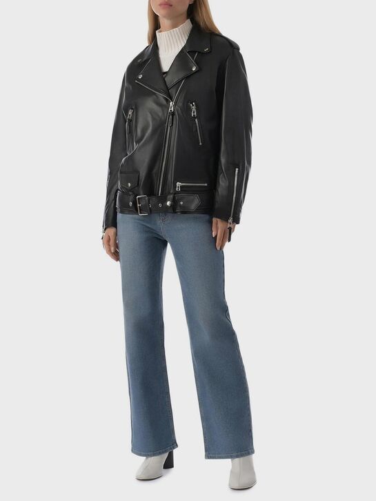 Куртка-косуха из натуральной кожи, черная ALINE , арт.  | Фото 6