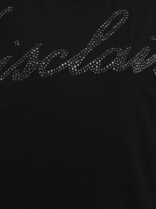 Футболка с лого в стразах, черная Disclaimer , арт.  | Фото 3