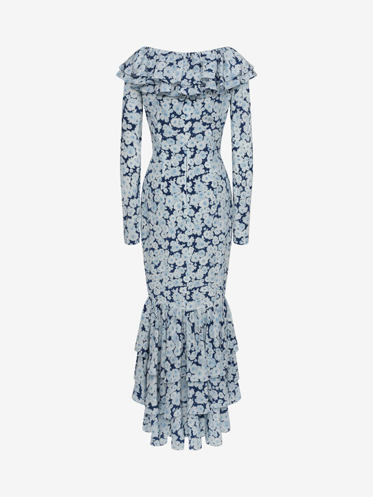 Платье миди с оборками, синее Roses & Lace , арт.  | Фото 2