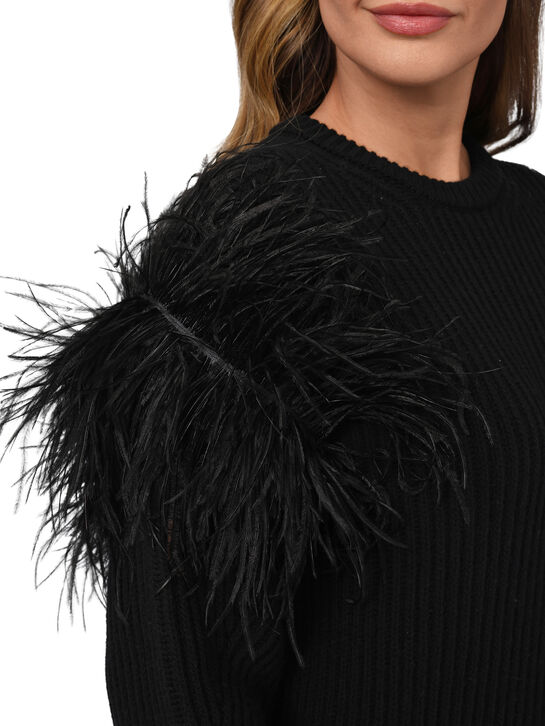 Джемпер с отделкой перьями, черный Blumarine , арт.  | Фото 6