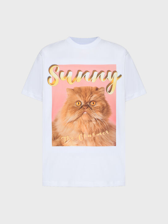 Футболка с принтом кота, белая Molo , арт.  | Фото 1
