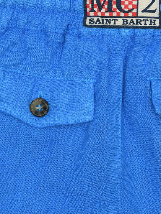 Бермуды льняные с карманами-карго, синие Saint Barth , арт.  | Фото 3