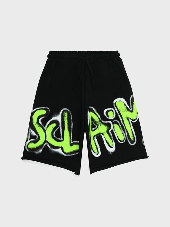 Бермуды с принтом граффити, черные Disclaimer , арт.  | Фото 1