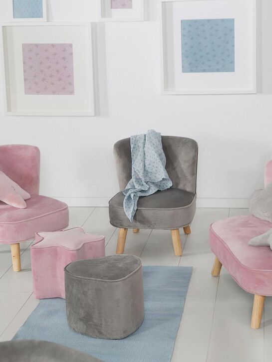 Детское велюровое кресло Lil Sofa, серый Roba , арт.  | Фото 8